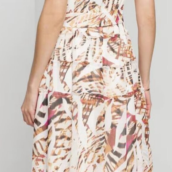 WHBM $180 Sleeveless Midi Shirtdress Dress Sundress Crinkle Chiffon Belted 10 - Picture 8 of 8